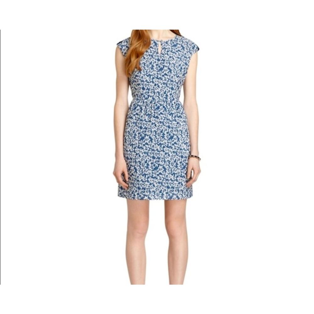 Brooks Brothers Red Fleece Dress. Navy White Floral Women's Size 8 Cotton Silk